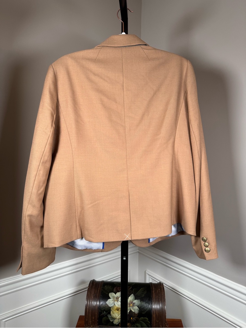 J.Crew Camel Wool Blend Blazer NWT Size 16 Gold Button Career Jacket - Picture 5 of 6